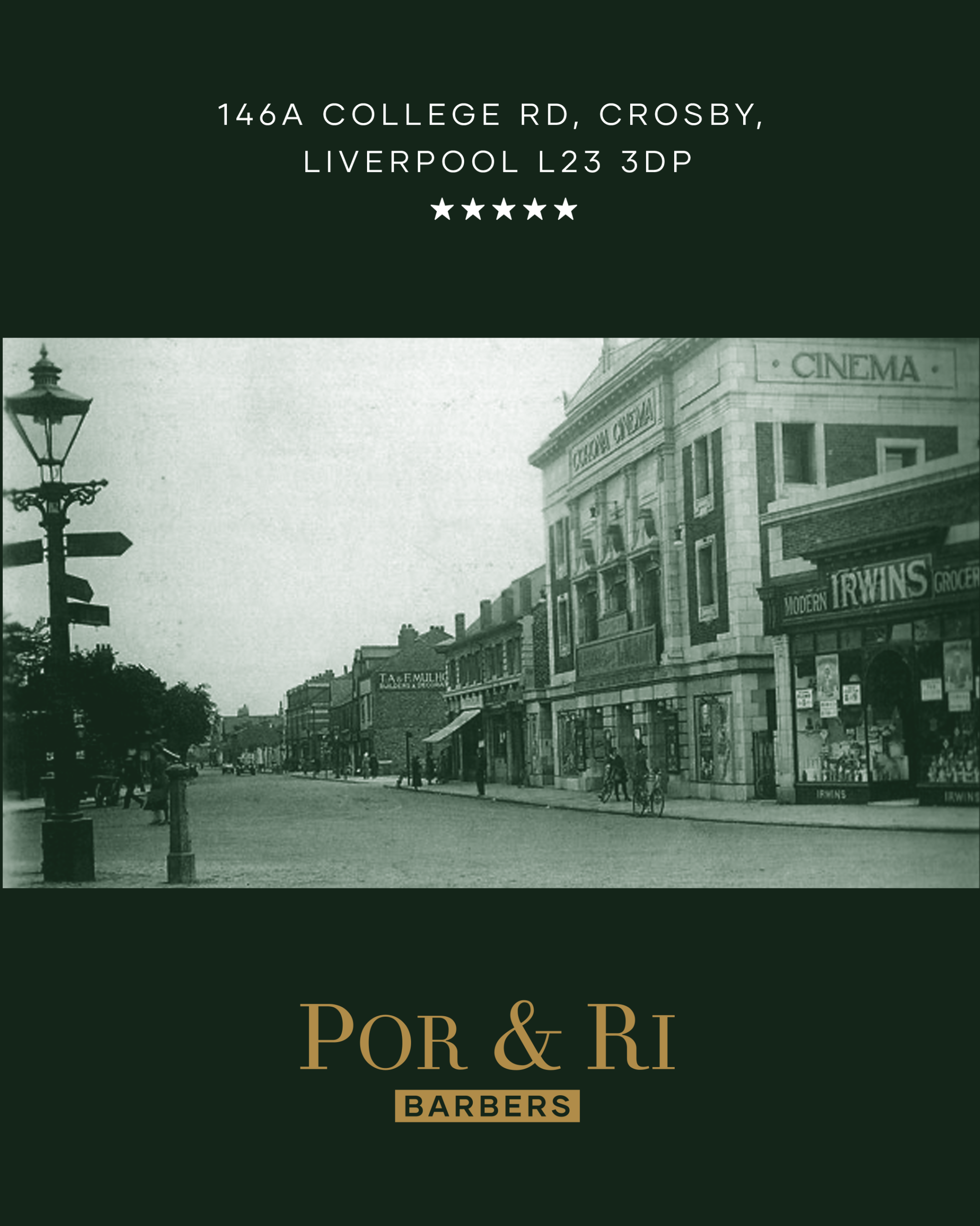 College Road Liverpool street sign near Por & Ri Barbers in Crosby